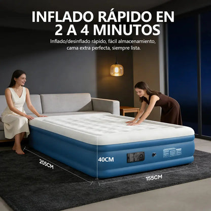 COLCHÓN Inflable Para Acampar Queen Size Matrimonial Con Bomba ELECTRICA