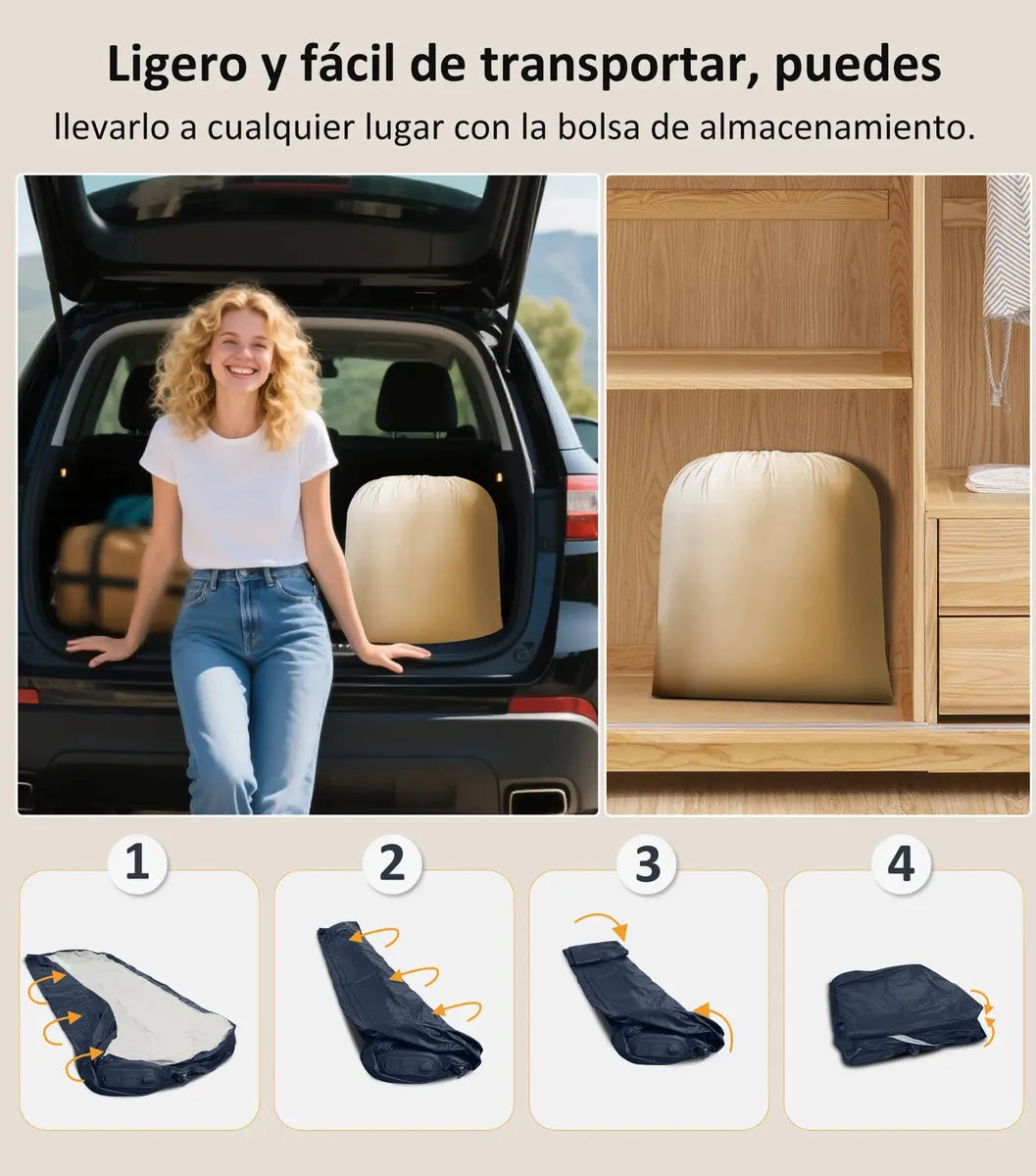 Colchón Inflable Individual Con Bomba Eléctrica De Enchufe Cama De Aire Portátil 195*100*40 cm