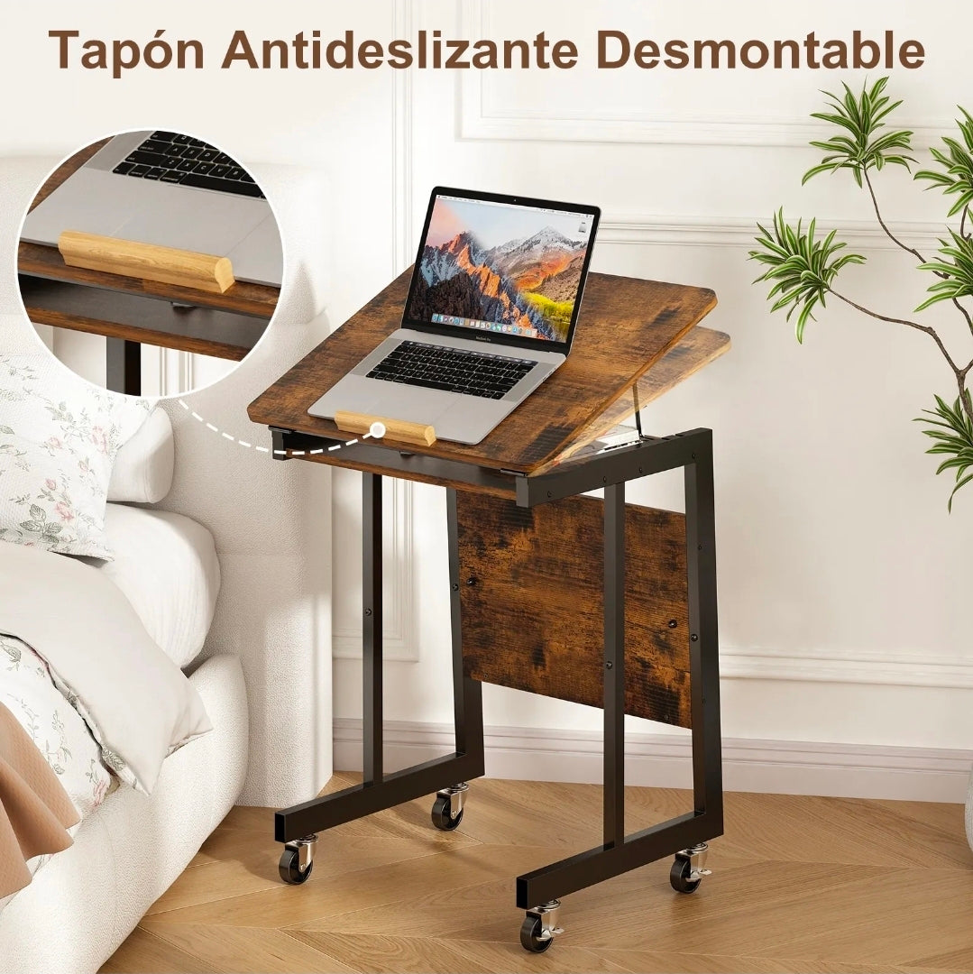 Mesa Escritorio Ajustable Con Ruedas color Marrón