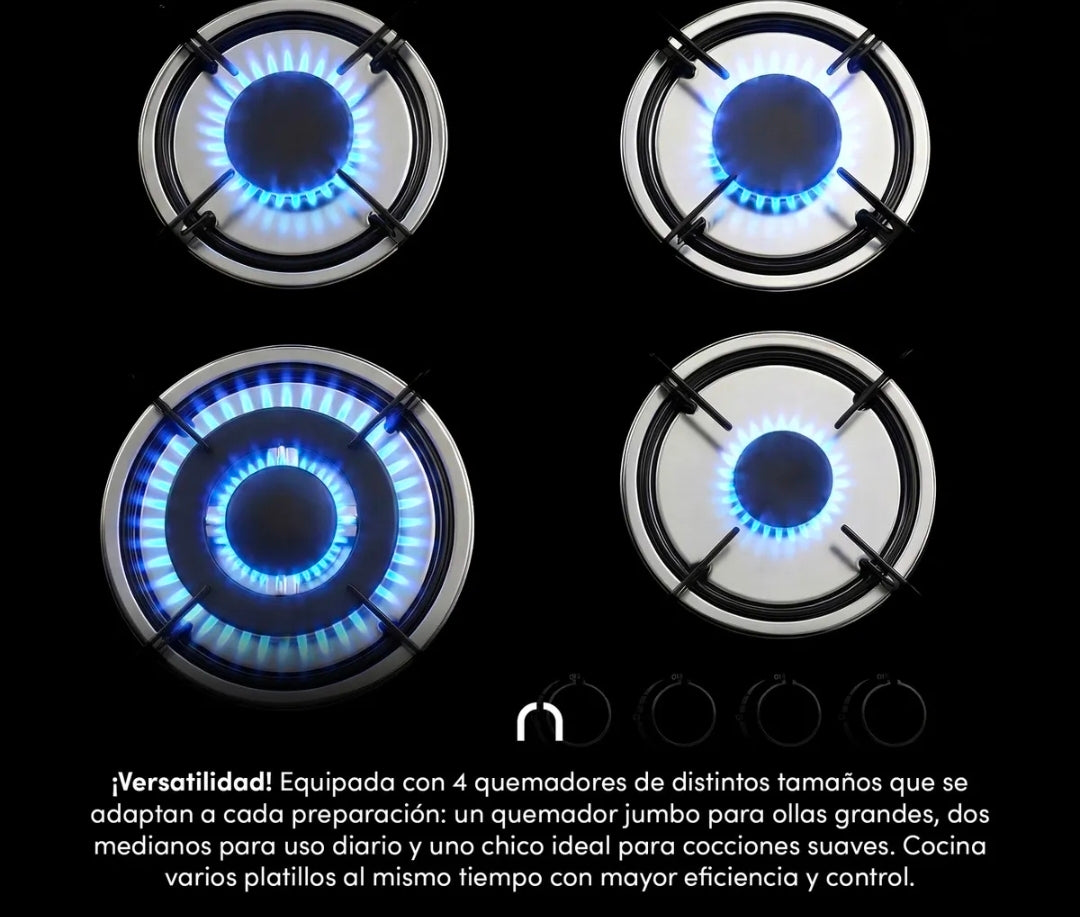 Parrilla 4 quemadores cristal templado RAGANET