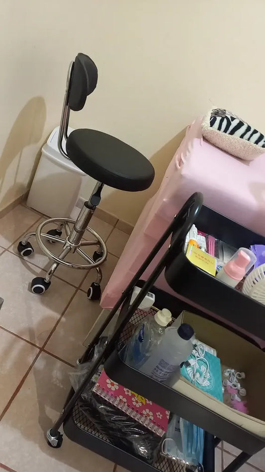 Silla de escritorio OUO LT00334E Taburete Giratorio negra con tapizado de cuero sintético