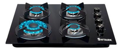 Parrilla A Gas 4 Quemadores Estufa Vidrio 7mm Empotrable SHTARK