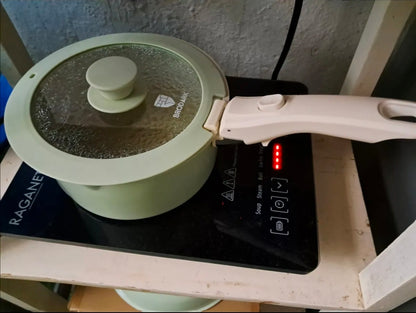 Bateria de cocina antiadherente 21 piezas con mangos desmontables