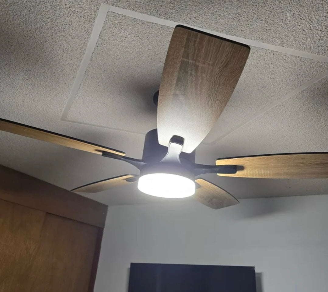 Ventilador De Techo Con Luz Y Mando A Distancia 1.07 M 60hz Negro/Madera
