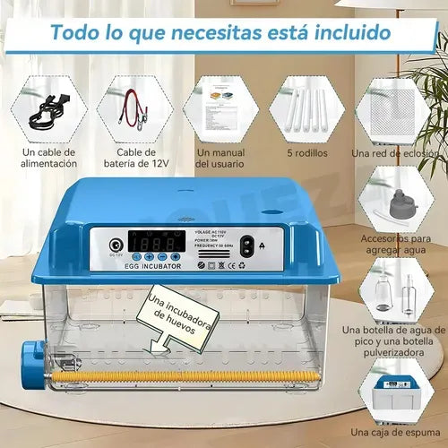 Incubadora Automática Inteligente Incubadora Avícola 16 Espacios 80w Azul