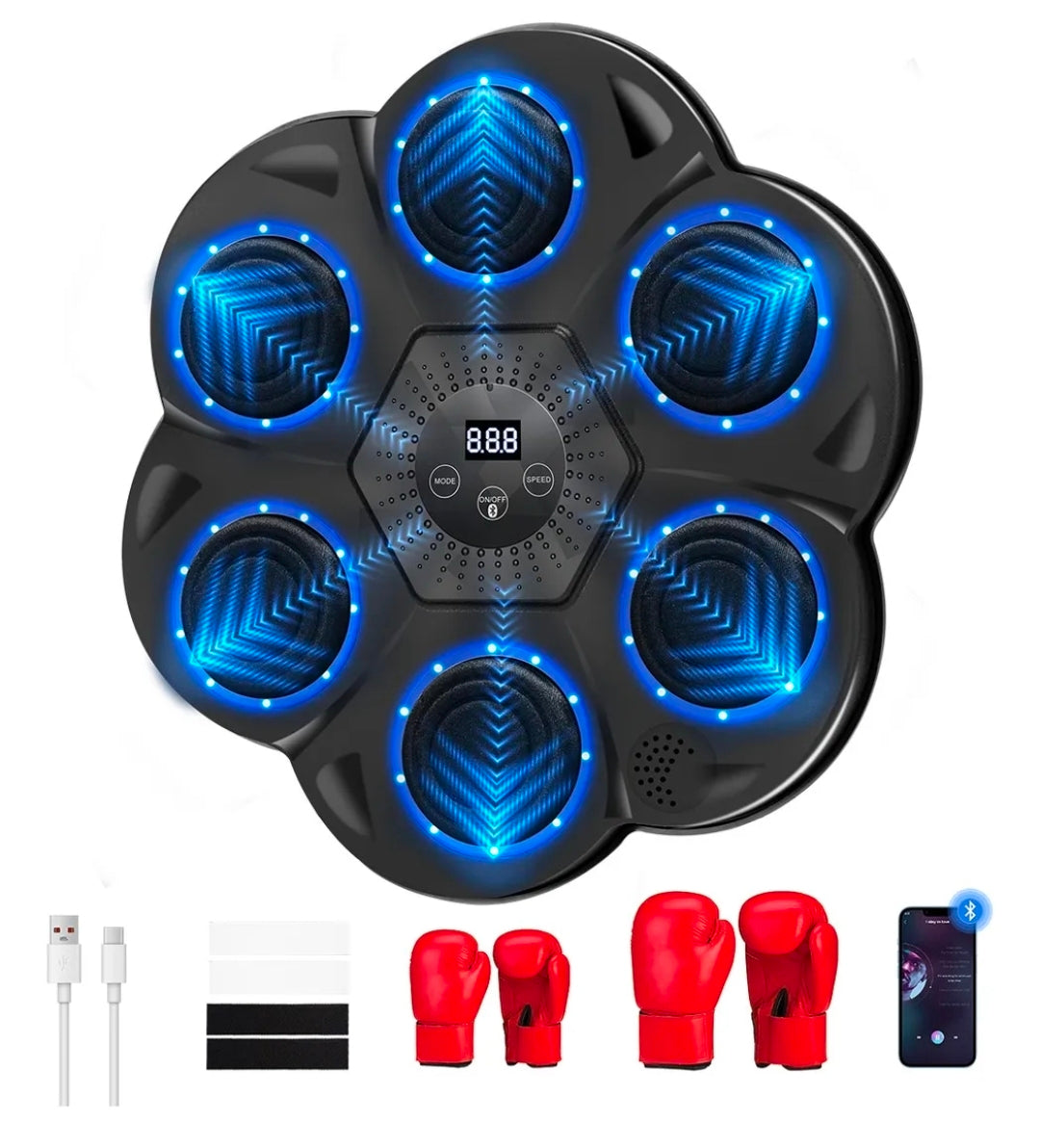 Máquina De Boxeo Musical 18 Velocidades/9 Modos Con 2 Pares Guantes