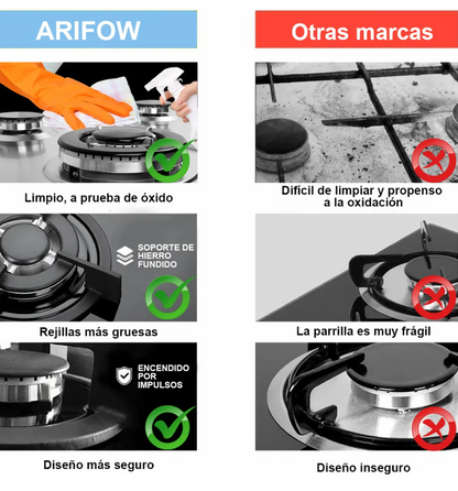 Parrilla vidrio templado 5 quemadores Bokoptyr