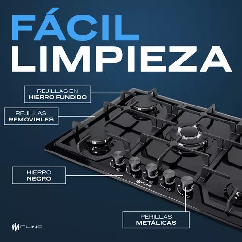 PARRILLA DE ACERO NEGRO 5 QUEMADORES FLINE