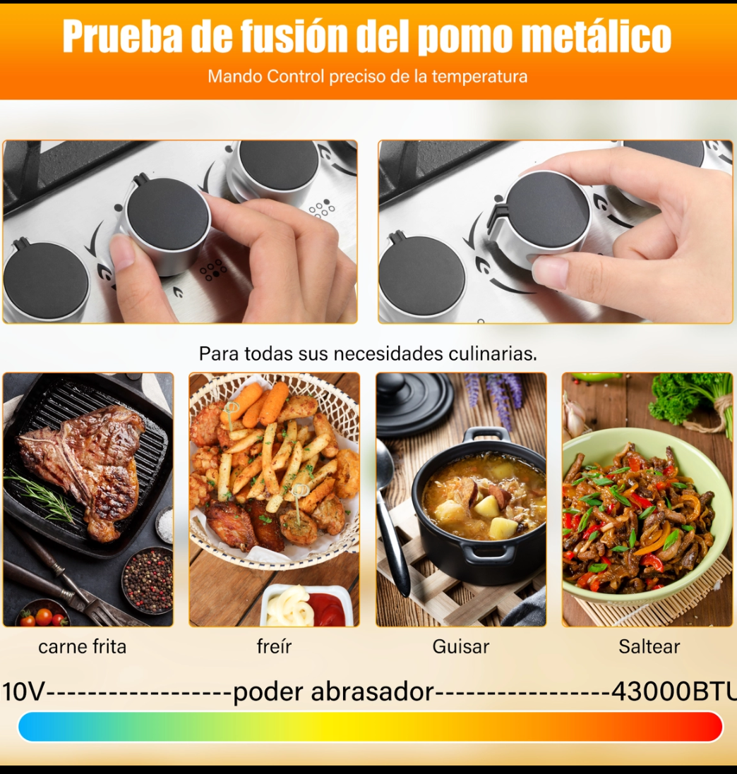 Parrilla 6 quemadores acero inoxidable