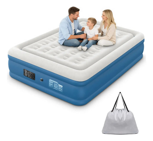 COLCHÓN Inflable Para Acampar Queen Size Matrimonial Con Bomba ELECTRICA