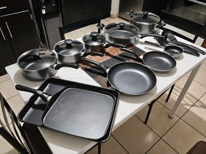 Batería De Cocina 20 Piezas De Aluminio Con Antiadherente Color Negro