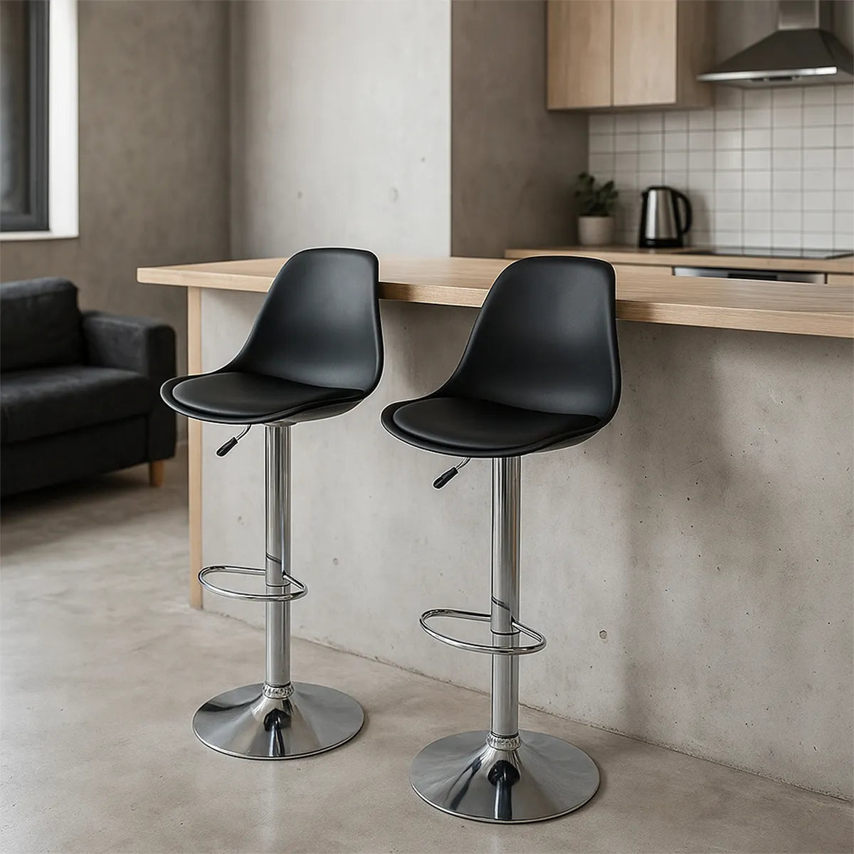 6 bancos modelo Tulip con asiento acolchado