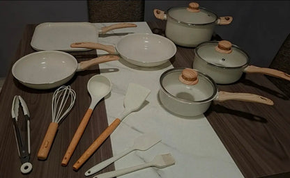 Batería de Cocina Antiadherente 10 Piezas Blanco Chef Koch