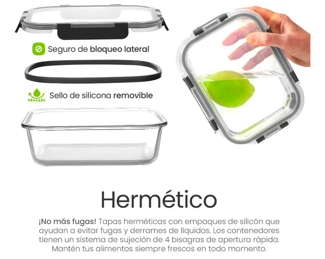 Recipientes Herméticos de Vidrio 12pz