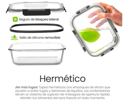 Recipientes Herméticos de Vidrio 12pz