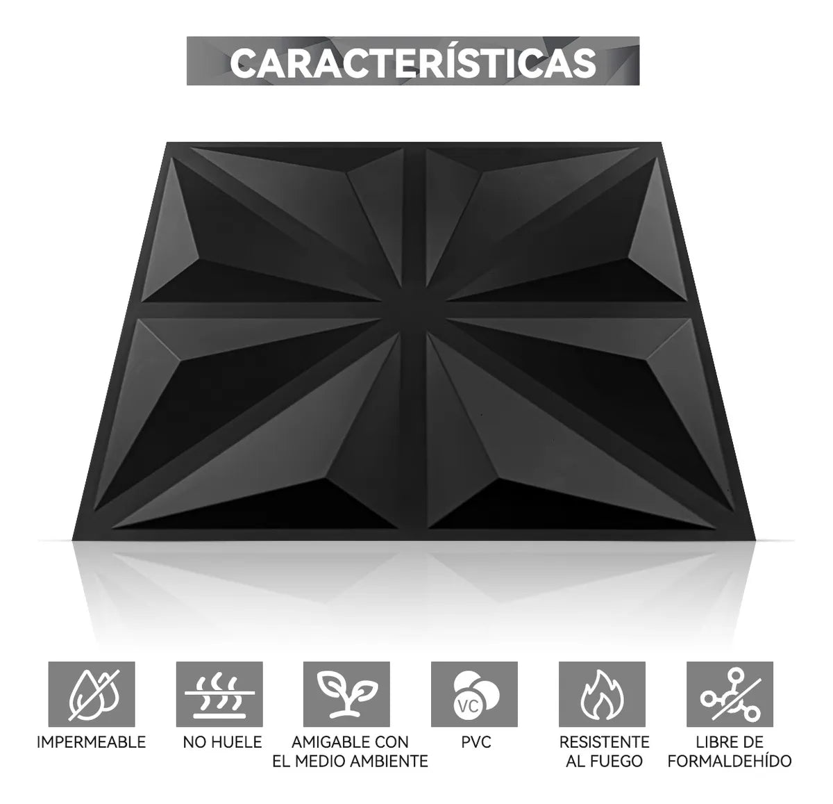 50pz Paneles Decorativos Panel 3d Pvc Panel Decorativo 30cm*30cm Negro Material de calidad Fácil de instalar y limpiar