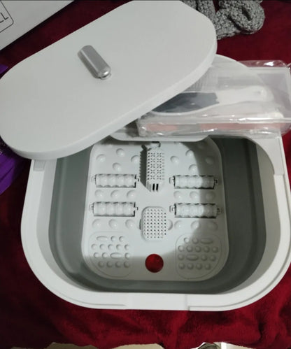 Tina spa eléctrica para pies plegable con burbujas y set pedicura