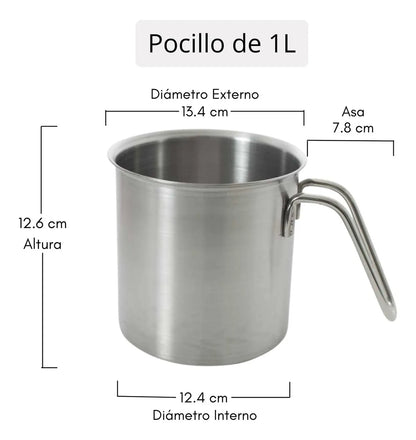 Juego Pocillos Acero Inoxidable Moven 430-2B de 1L + 1.5L + 2L Plateado Apto inducción y estufas de gas
