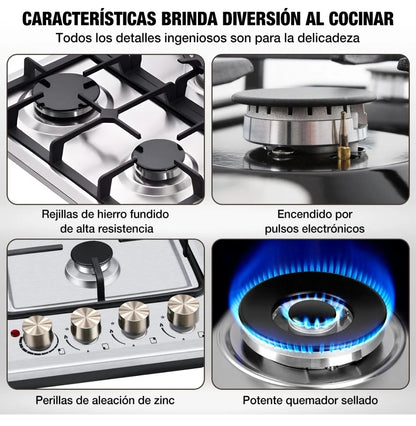 Parrilla de gas eléctrica cerámica  4 quemadores