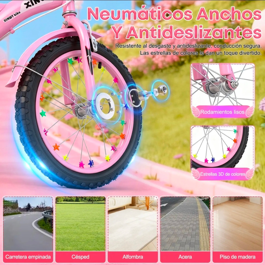 Bicicleta Infantil R16 rosa 4-12 Años Con Ruedas Auxiliares Rgb