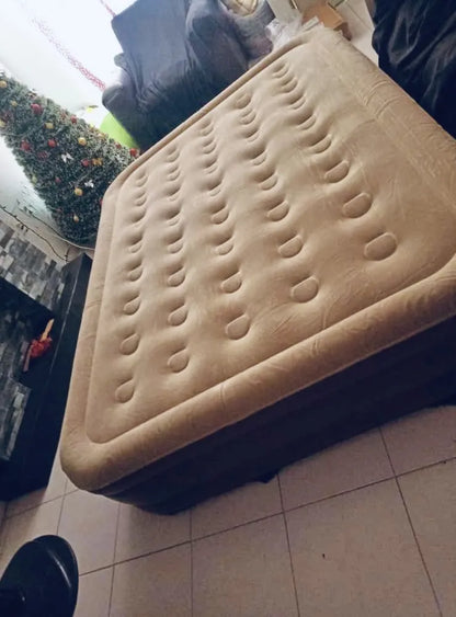 Colchón INFLABLE Queen Size Con Bomba Hinchable De 4000 Mah Marrón Claro