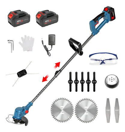 Desbrozadora Inalámbrico Podadora Kit 2 Baterías De Potencia Azul