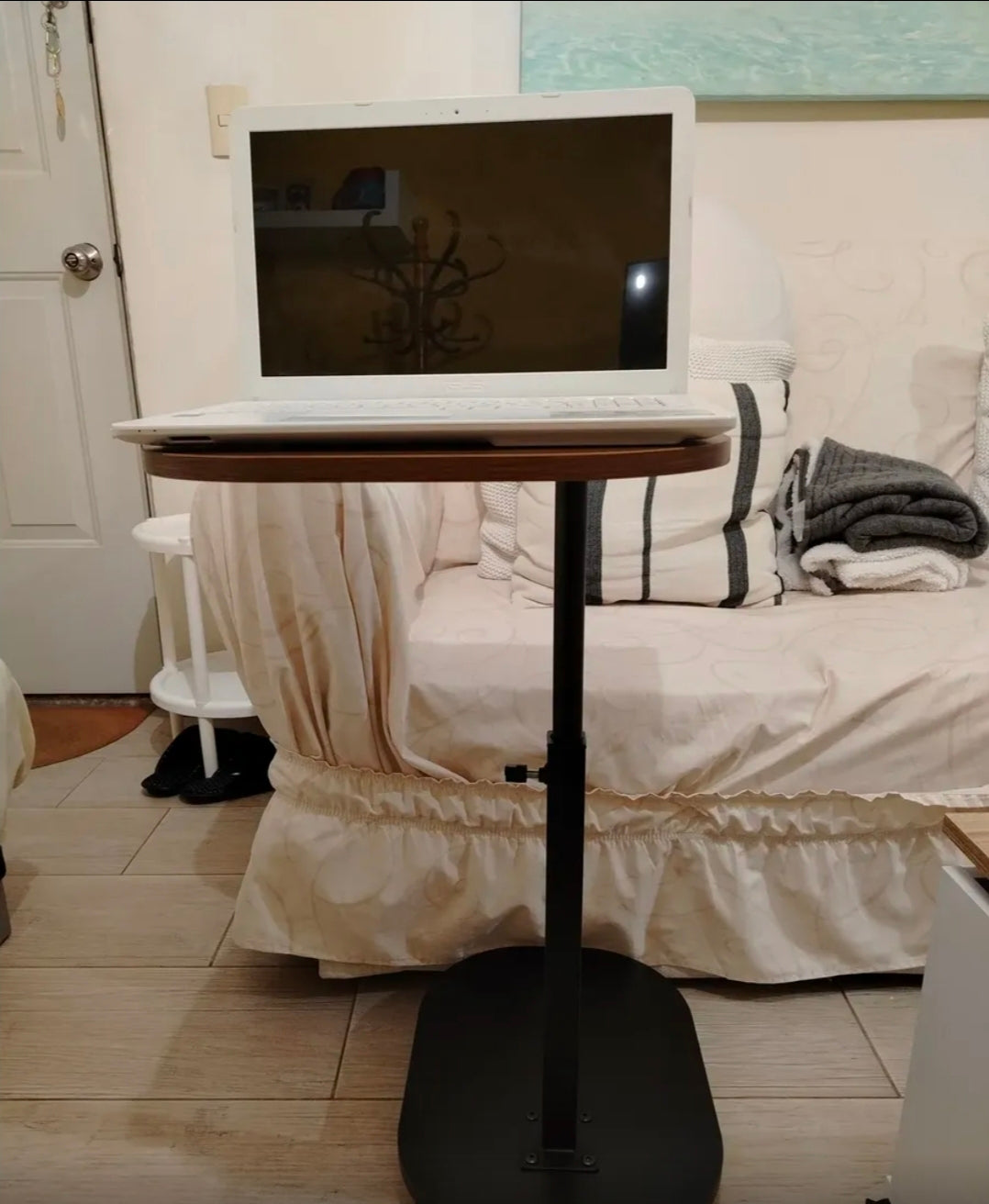 Mesa De Centro Altura Ajustable 45-80cm Con 4 Ruedas 360°