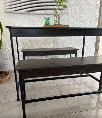 Conjunto De Comedor Rectangular Con 2 Bancos Para 4 Personas