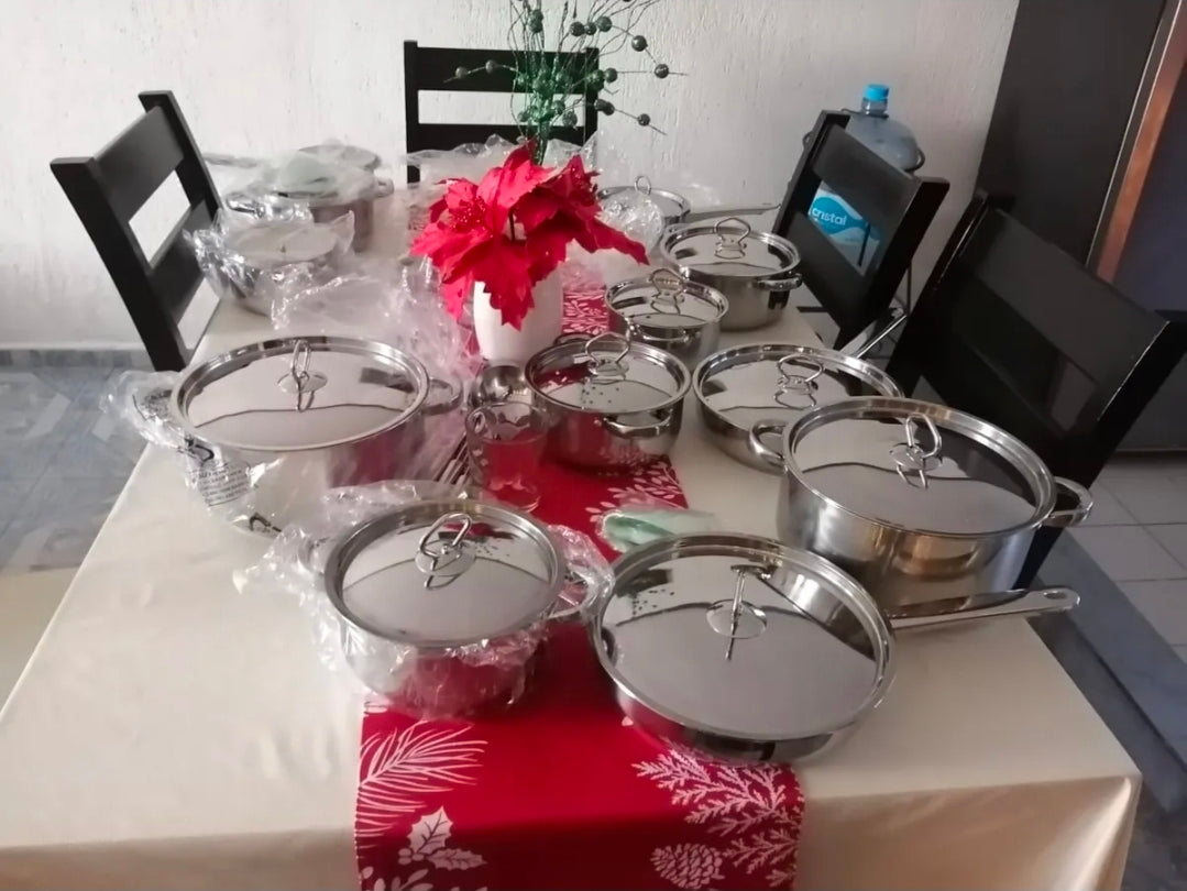 Batería De Cocina Juego De Ollas Acero Inoxidable 15 Piezas