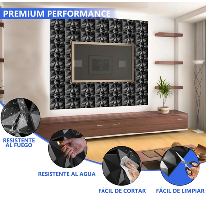 Paneles pvc decorativo 50x50 cm blanco / negro