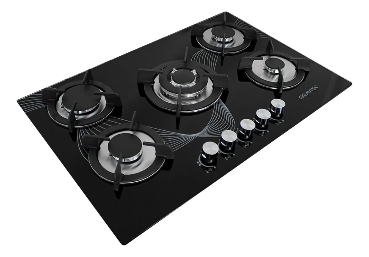 Parrilla Gravita A Gas De Cristal Templado 5 Quemadores