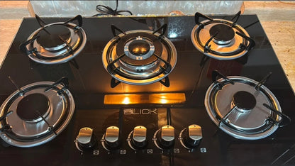 Parrilla Blick empotrable 5 quemadores  cristal templado