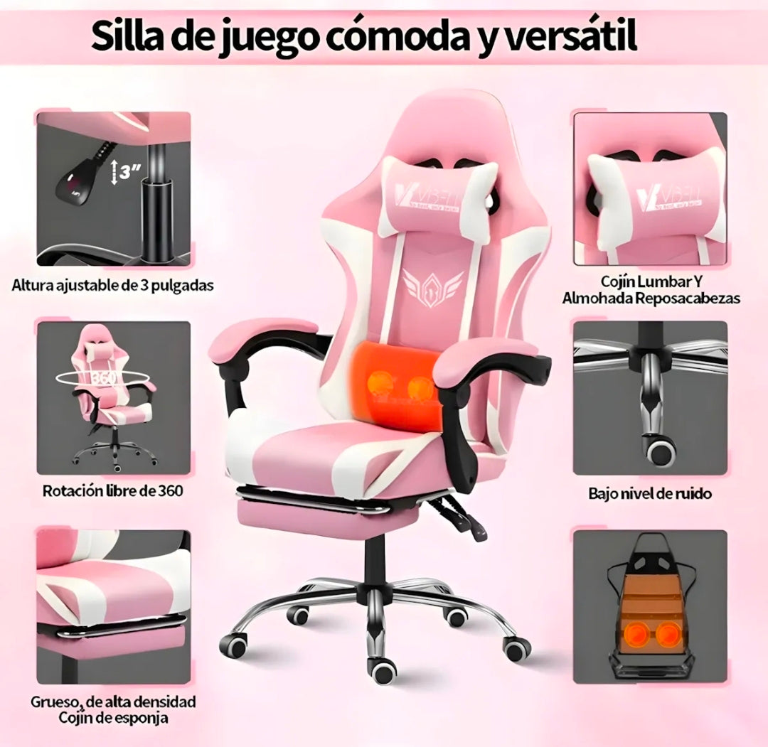 Silla Gamer Reclinable Giratoria Ergonómica