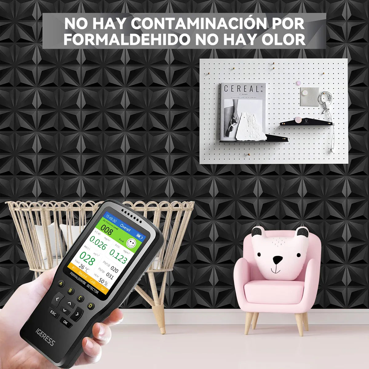 50pz Paneles Decorativos Panel 3d Pvc Panel Decorativo 30cm*30cm Negro Material de calidad Fácil de instalar y limpiar