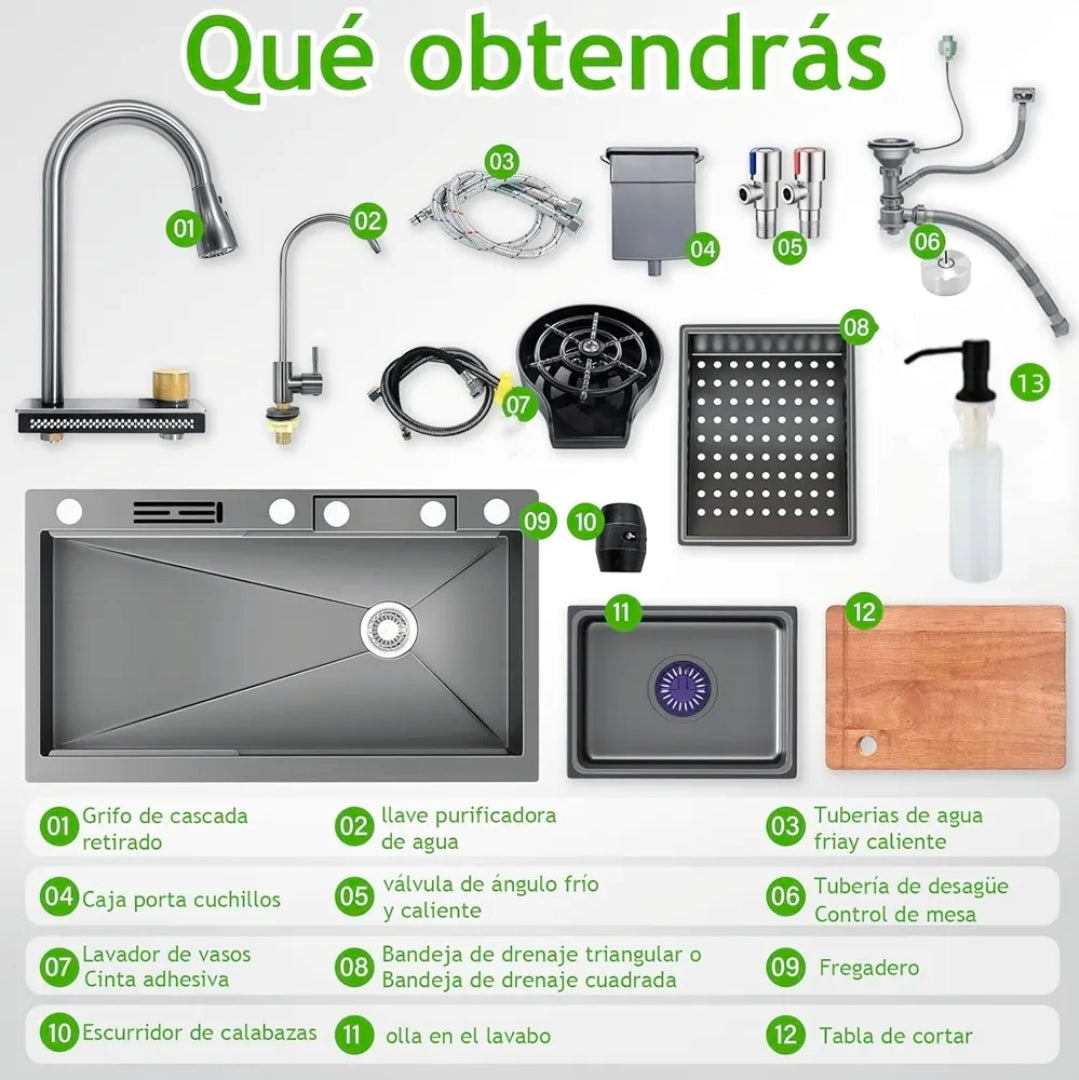 Tarja Fregadero De Cocina 304 Acero Inox 80*45cm+ Kit Cocina