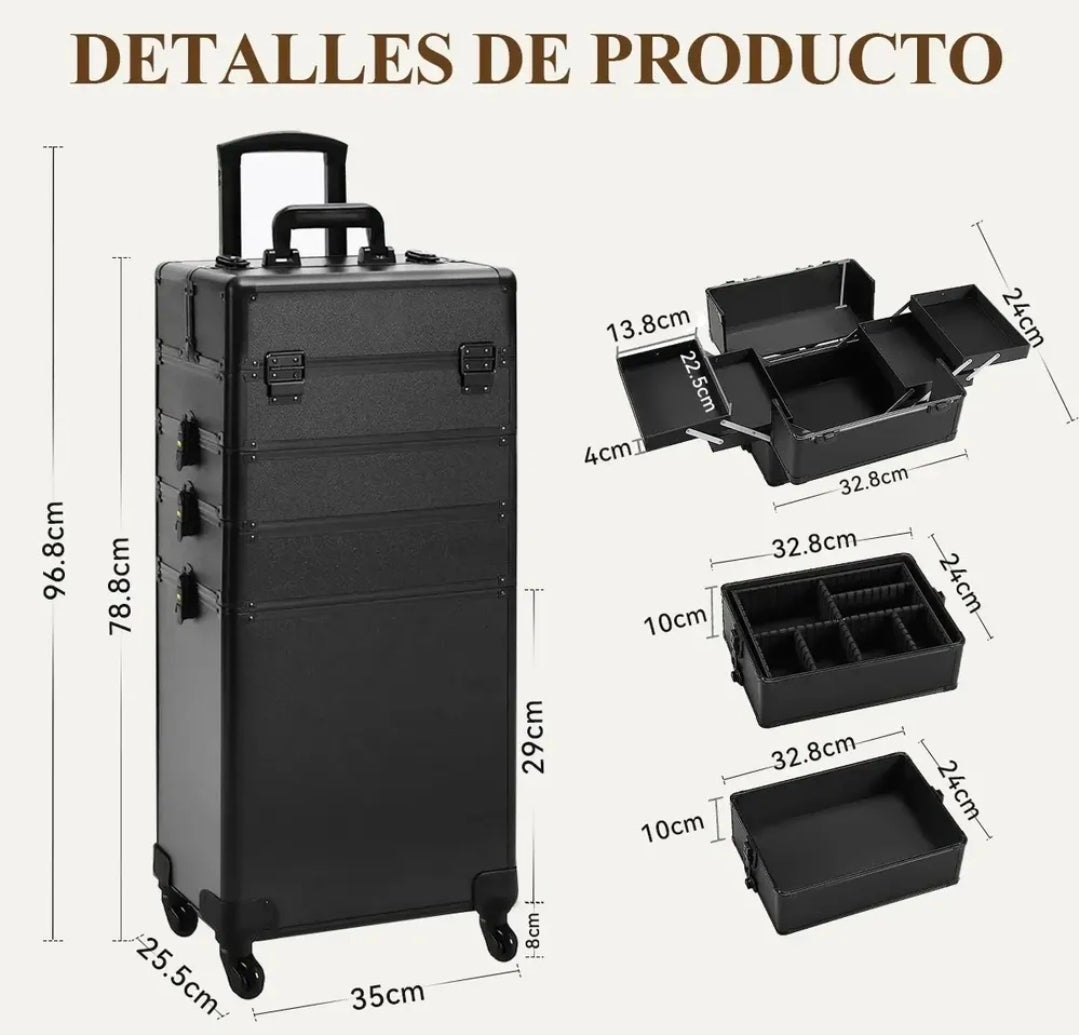 Neceser Cosmetiquera Profesional 4 Nivele Reforzada Aluminio