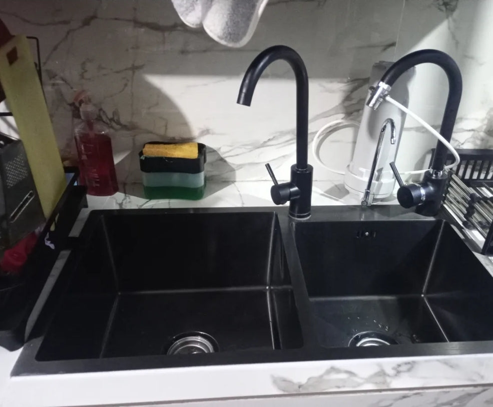 Fregadero de cocina acero inoxidable kit completo Tarja doble tina