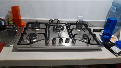 Parrilla A Gas Empotrable Estufa De Mesa 5 Quemadores Lp/nat Color Plateado