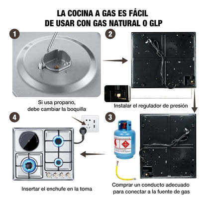 Parrilla de gas eléctrica cerámica  4 quemadores