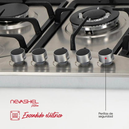 Parrilla A Gas Empotrable Estufa De Mesa 5 Quemadores Lp/nat Color Plateado