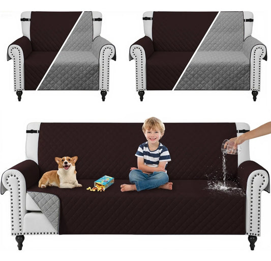 Protector Cubre Sala Sofá, 2 Vista Capitonado Lavable -3 Pzs