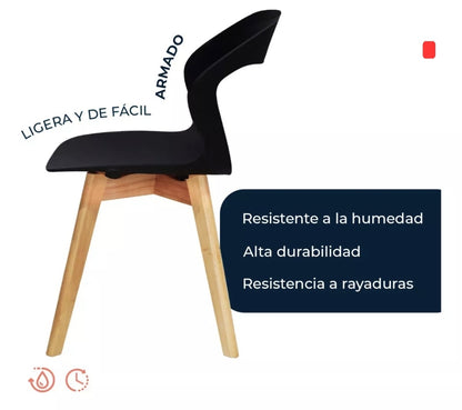 Set 4 Sillas Para Comedor Moderna Estructura