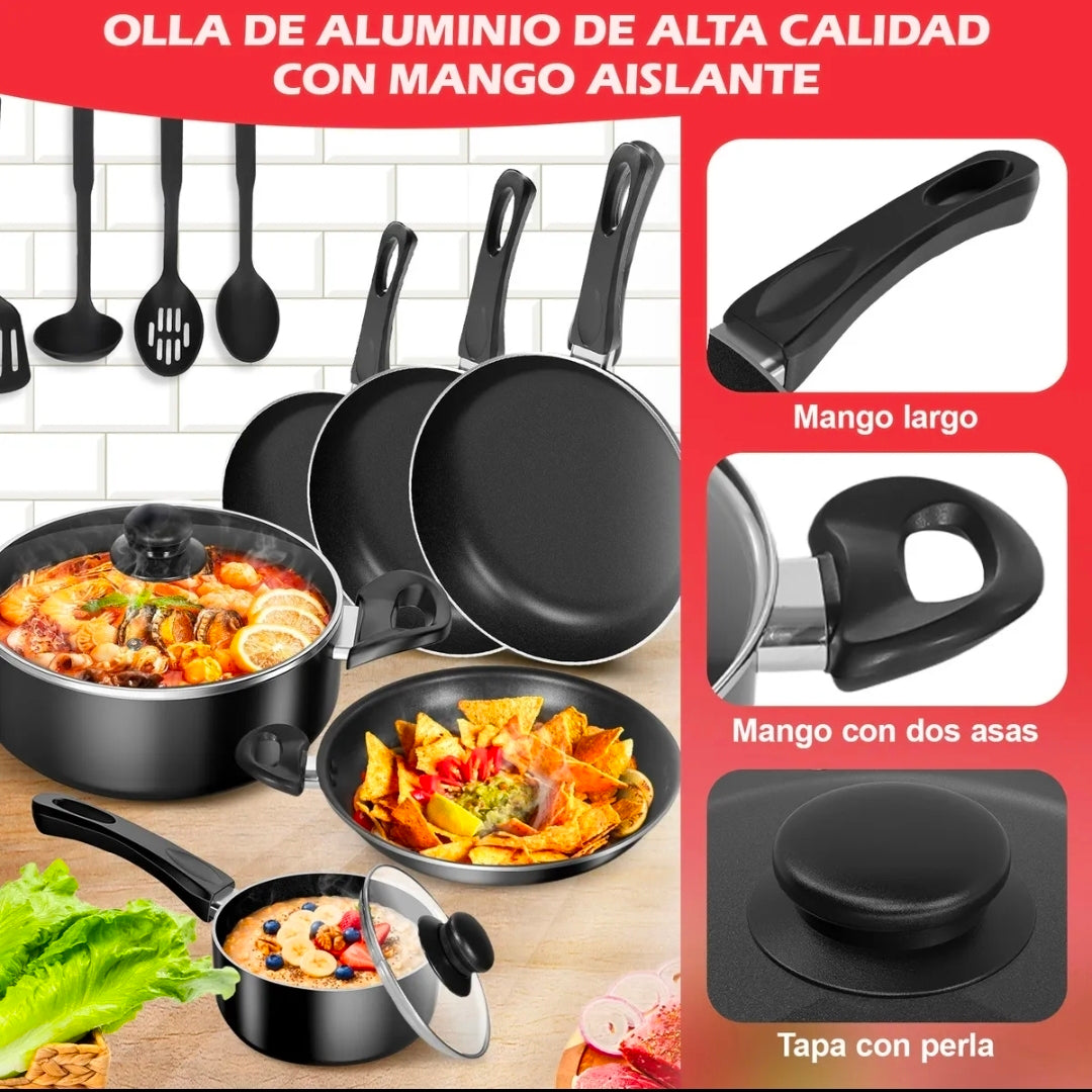 Batería de cocina Aluminio Antiadherente 22 piezas