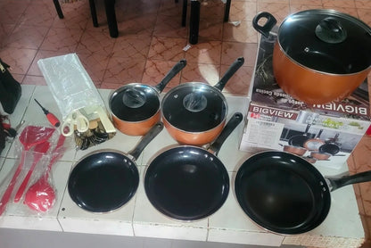 Batería De Cocina Antiadherente 34 Piezas - Juego De Ollas Y Utensilios De Aluminio