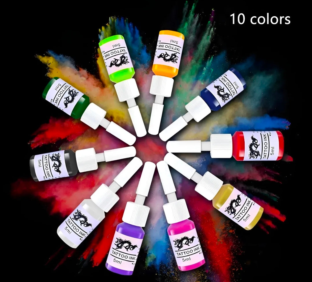 Kit  Para Tatuar Profesional Con 12 Tintas