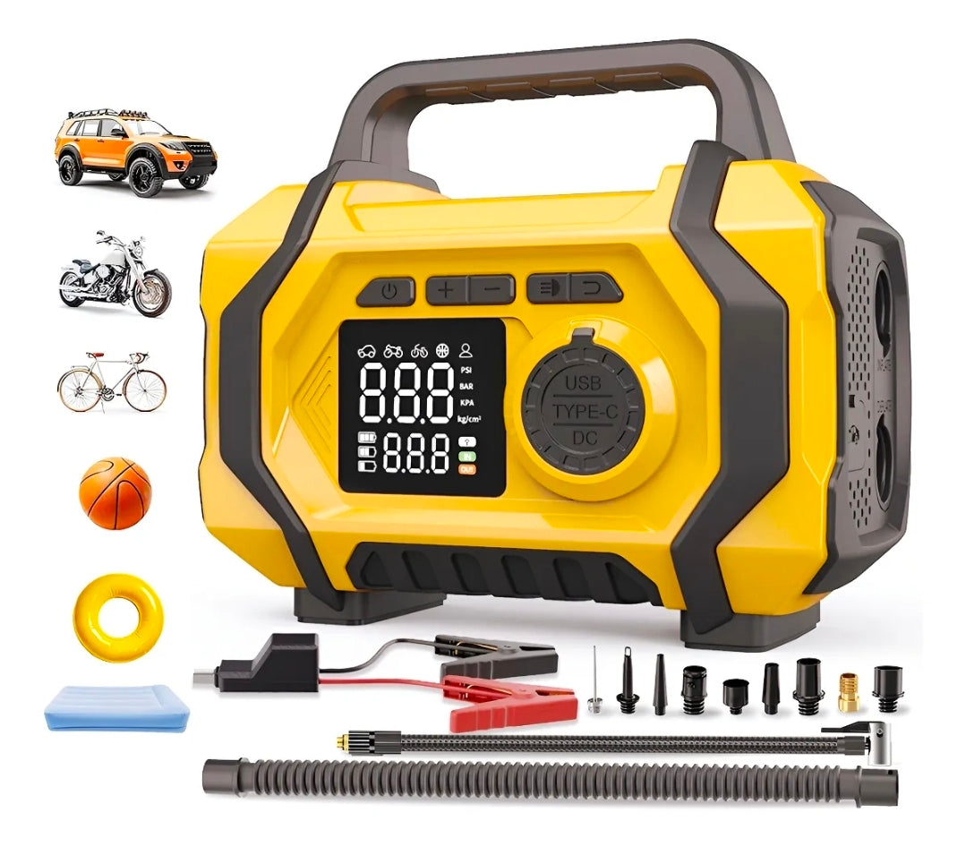 Arrancador De Batería De Auto Compresor De Aire 8000a Inflador 150psi Con Pantalla Con Smart Clip