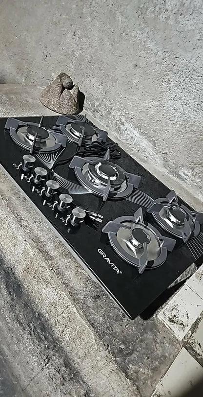 Parrilla Gravita A Gas De Cristal Templado 5 Quemadores