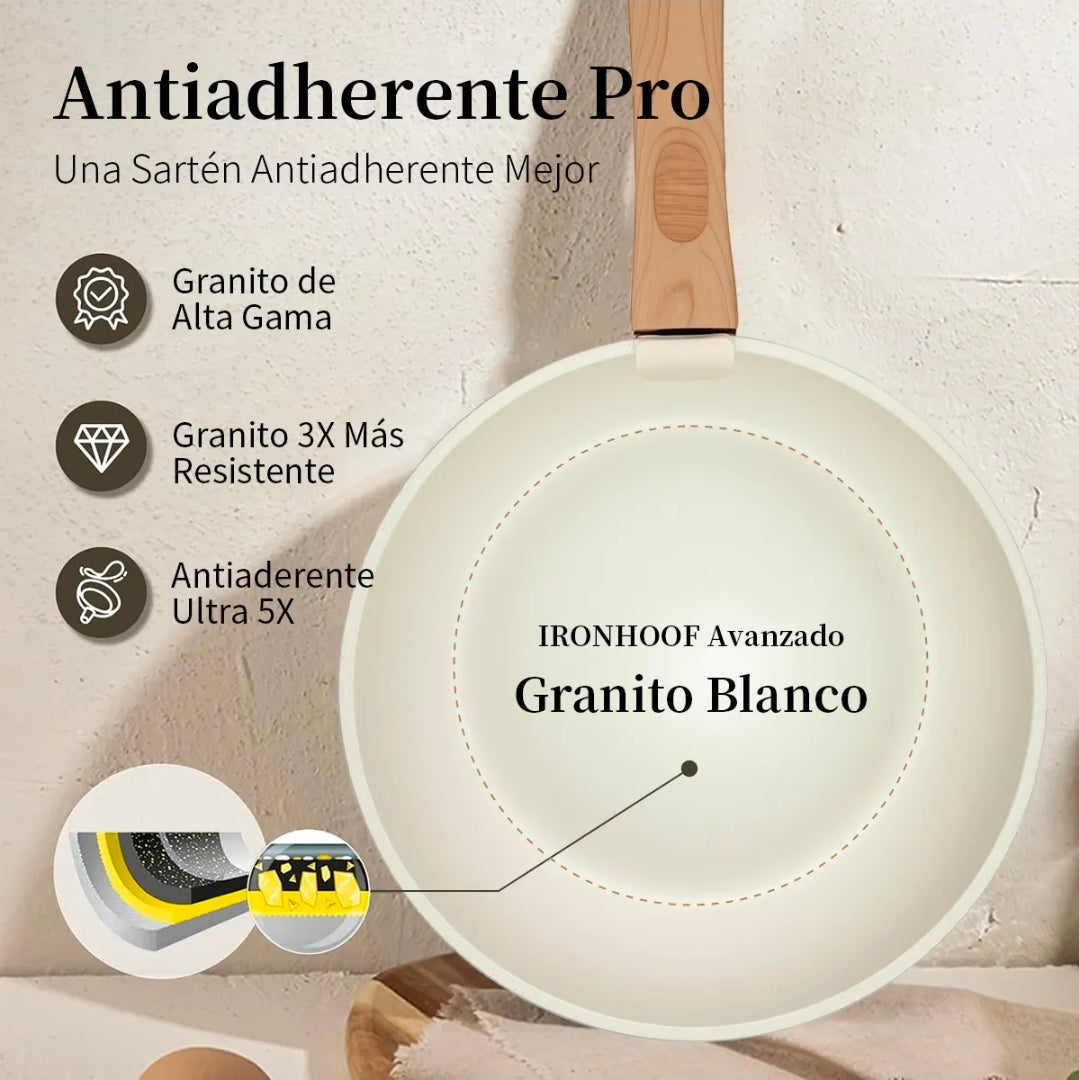 Batería de Cocina Juego de Ollas y Sartenes de Cerámica Antiadherente IronHoof 22 Piezas