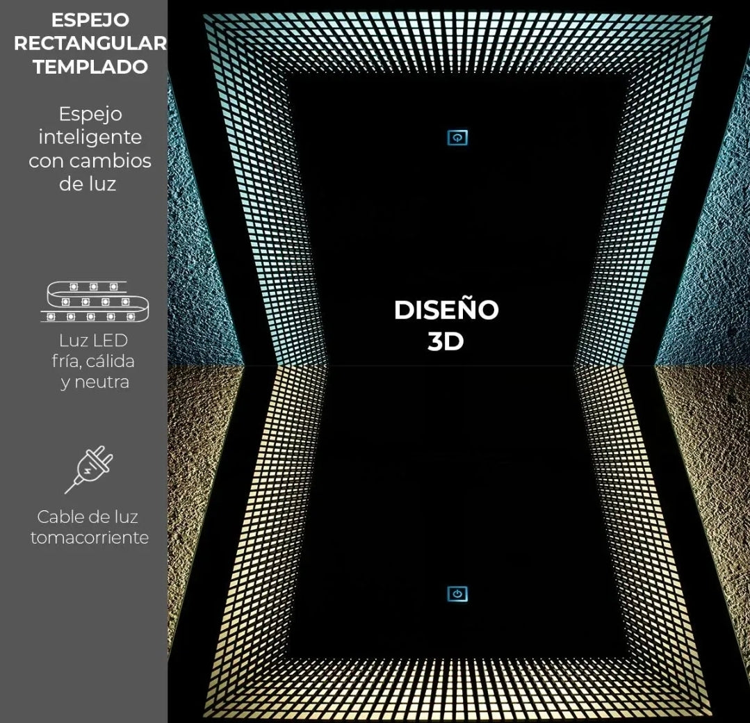 Espejo LED infiniti 3D 37x52cm