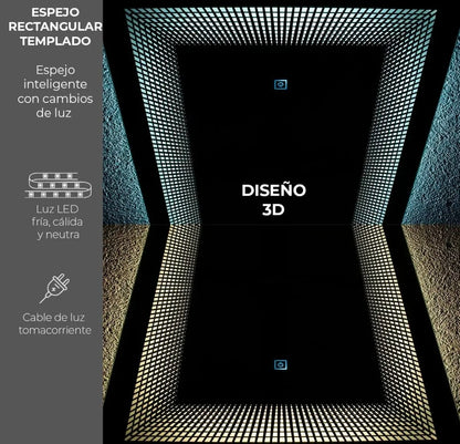 Espejo LED infiniti 3D 37x52cm